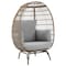 Manhattan Comfort Spezia Freestanding Steel and Rattan Outdoor Egg Chair with Cushions in Grey OD-HC002-GY - alternate 1